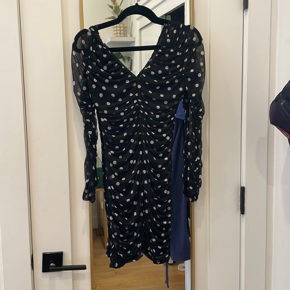 Black and white polka dot minidress